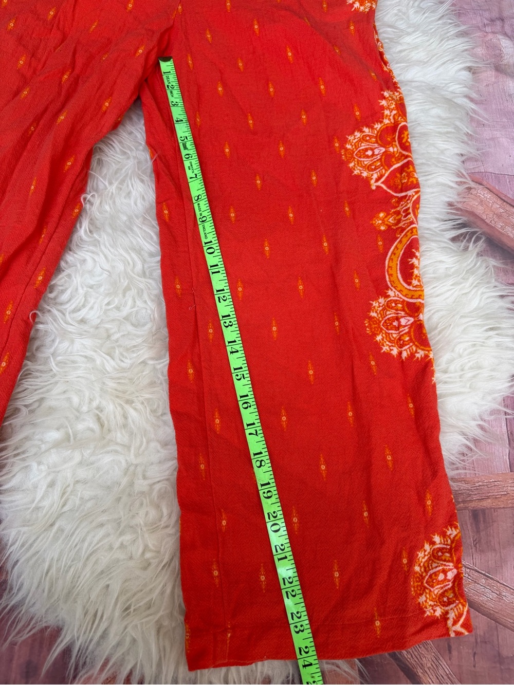 Free People Small Orange Paisley Open Back Wide Leg Boho Jumpsuit Pockets - Picture 5 of 8